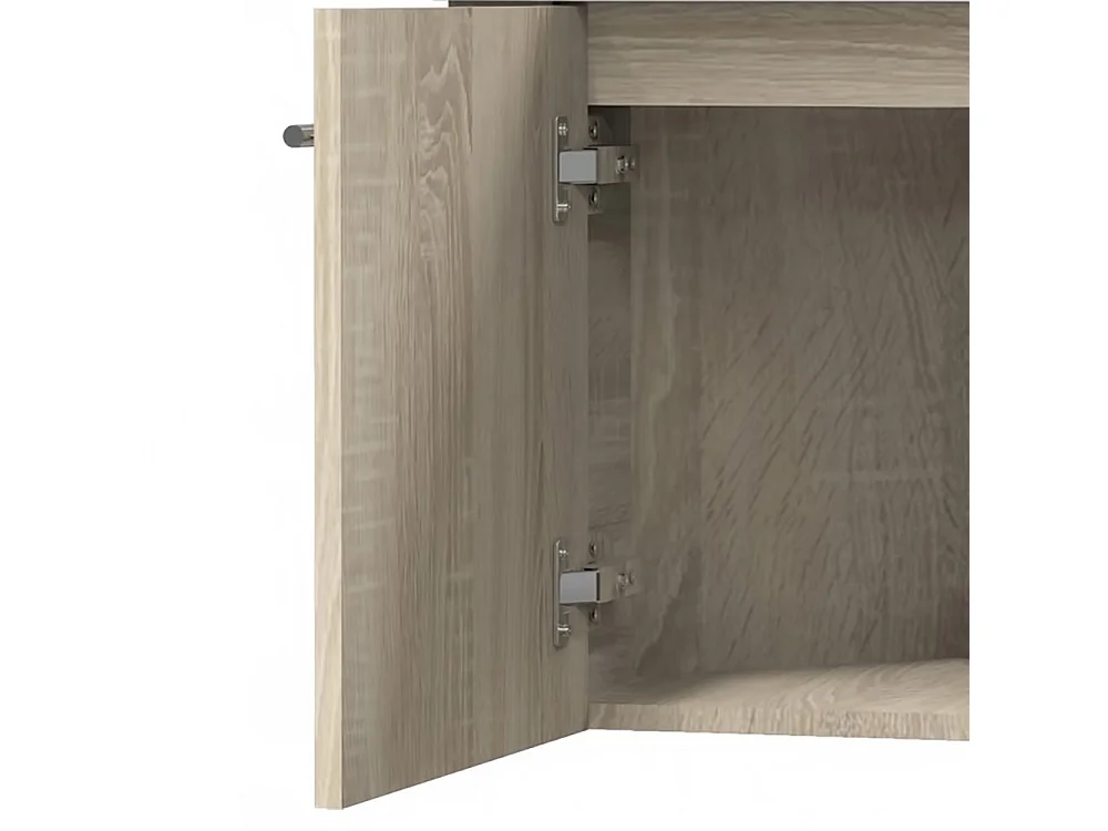 AICA Meuble de coin en pentagone, 39,5x39,5x42cm, avec vasque + une porte, Chêne