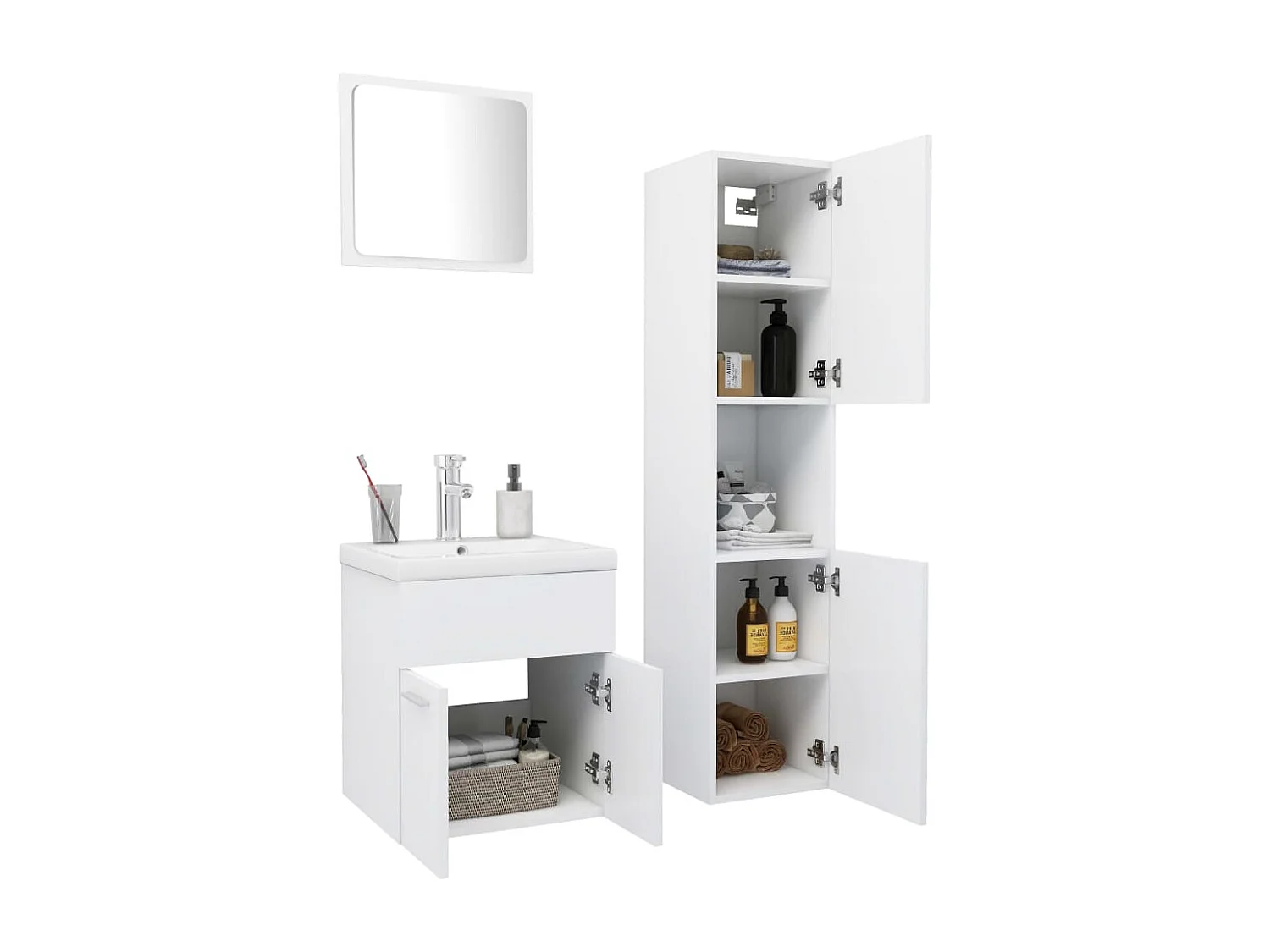 Conjunto de muebles de baño de aglomerado blanco