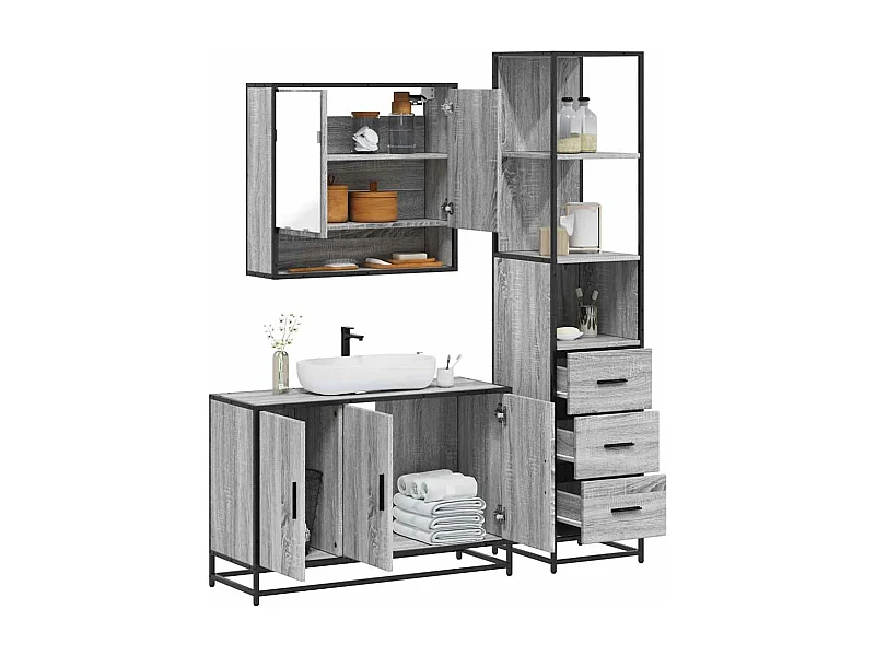 Sonoma Grey 3-delige badkamermeubelset
