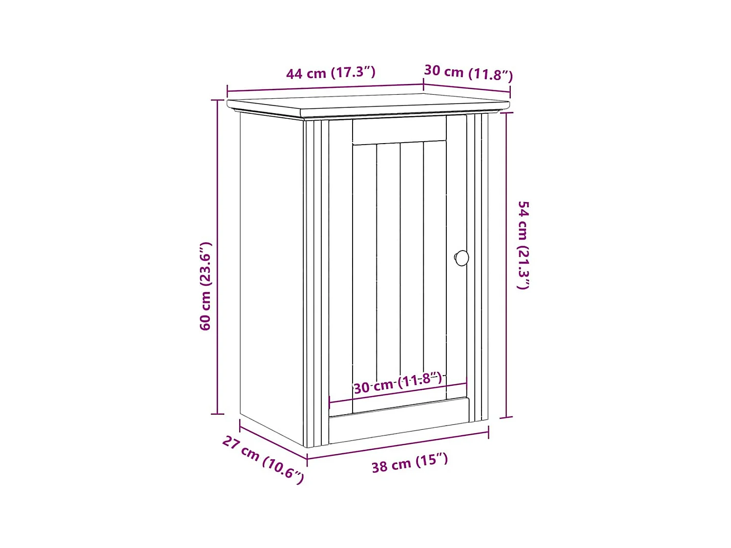 Armoire murale de salle de bain BODO blanc 44x30x60 cm