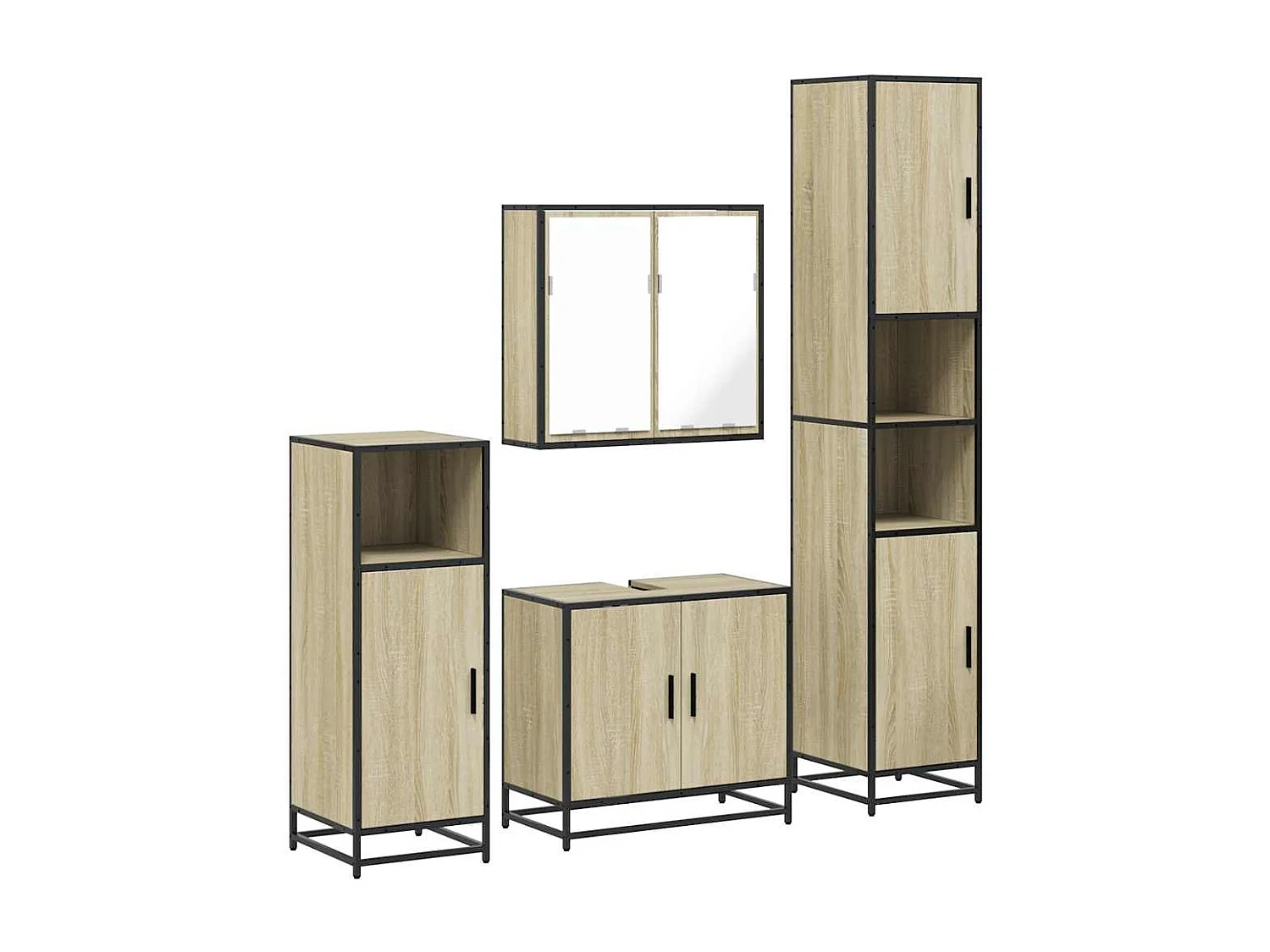 Ensemble de meubles de salle de bain 4 pcs chêne sonoma