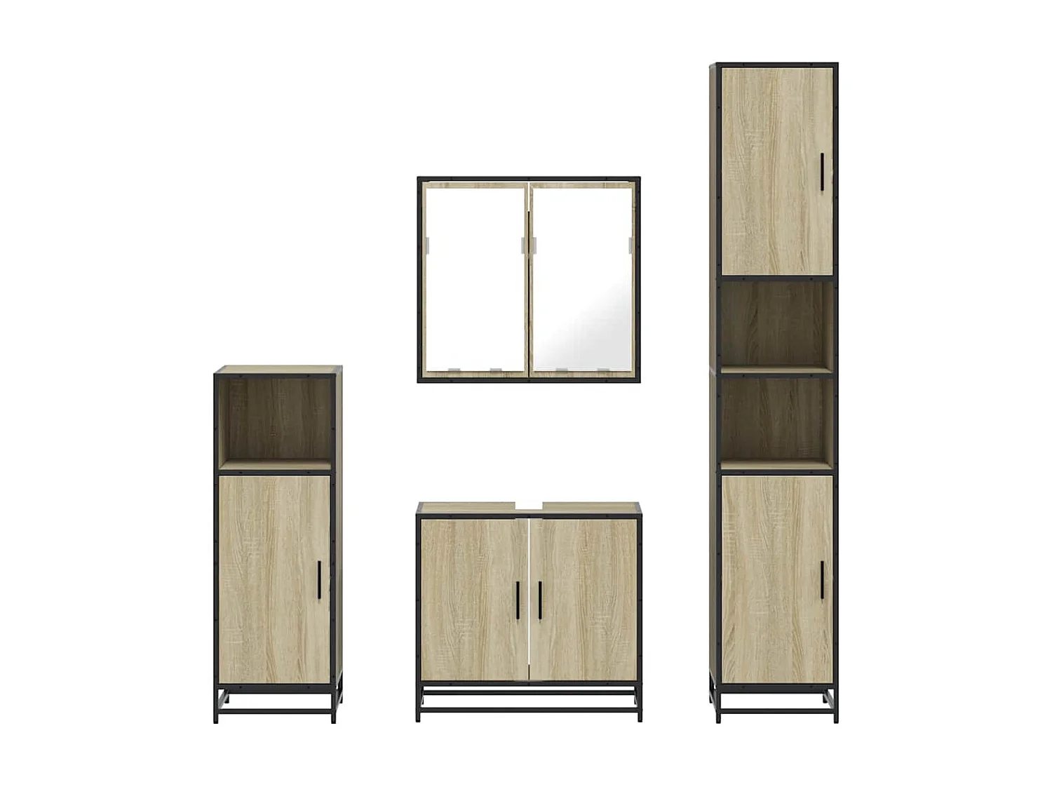 Ensemble de meubles de salle de bain 4 pcs chêne sonoma