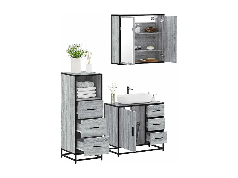 Sonoma Grey 3-delige badkamermeubelset