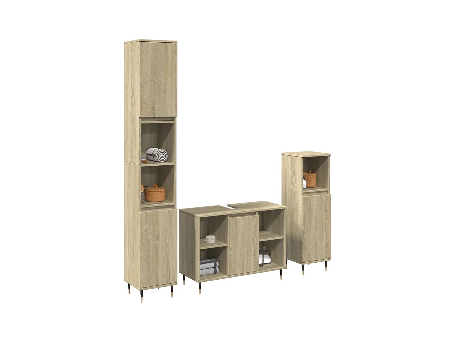 Conjunto de muebles de baño de 3 piezas roble sonoma