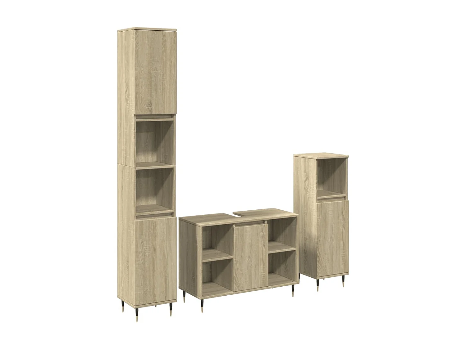 Set di mobili da bagno 3 pezzi in rovere Sonoma