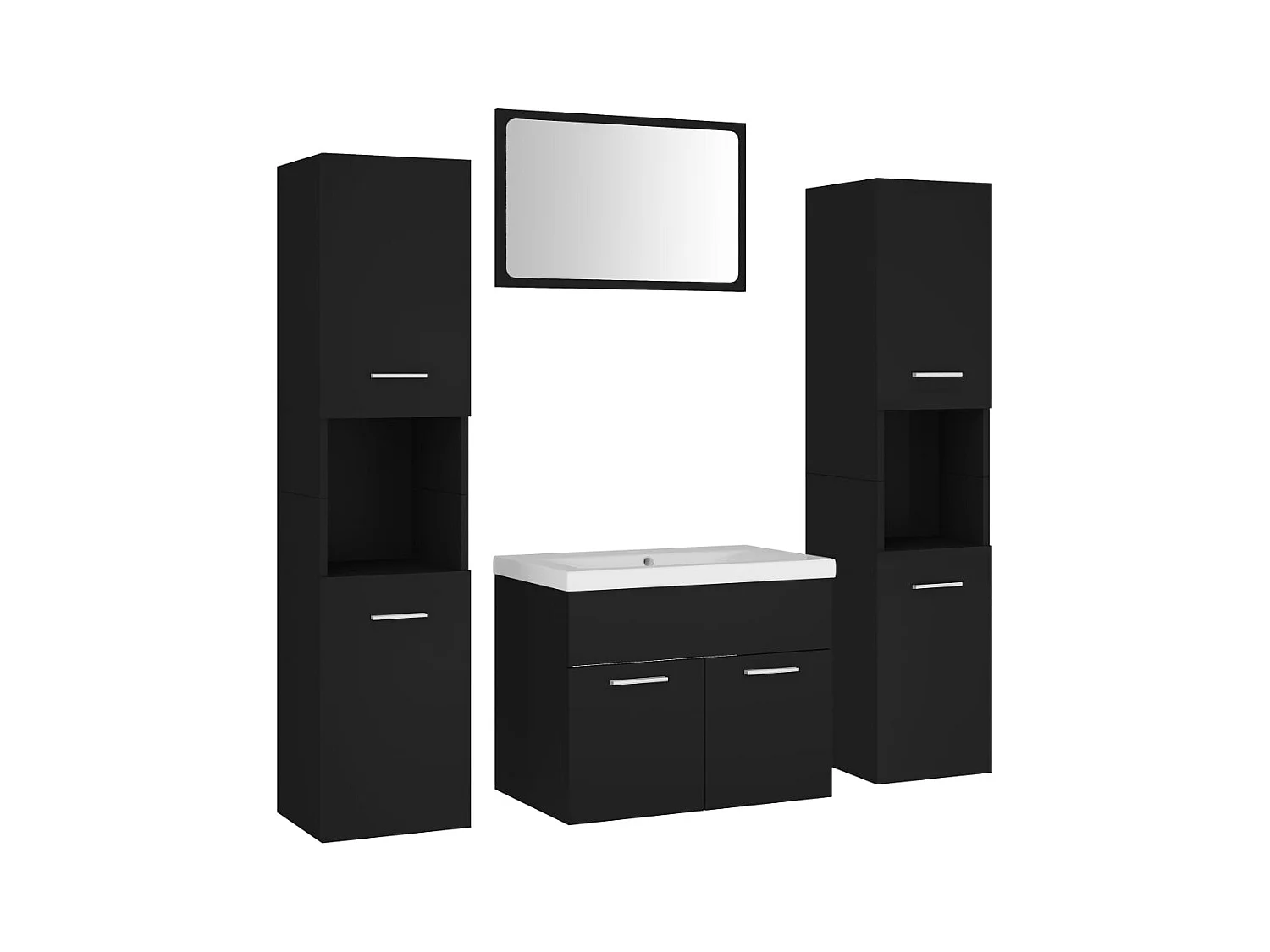 Zwarte spaanplaat badkamermeubelset