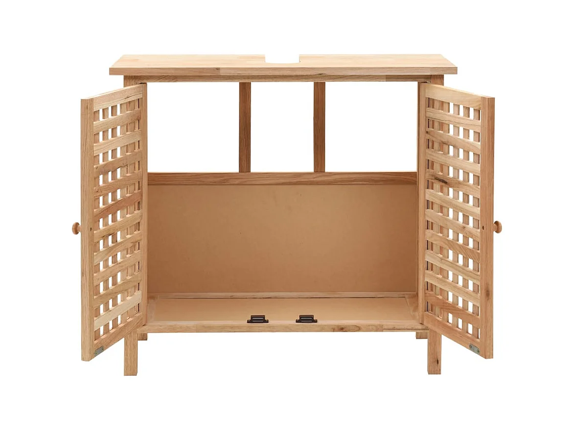 Mueble lavabo con espejo Madera maciza de nogal