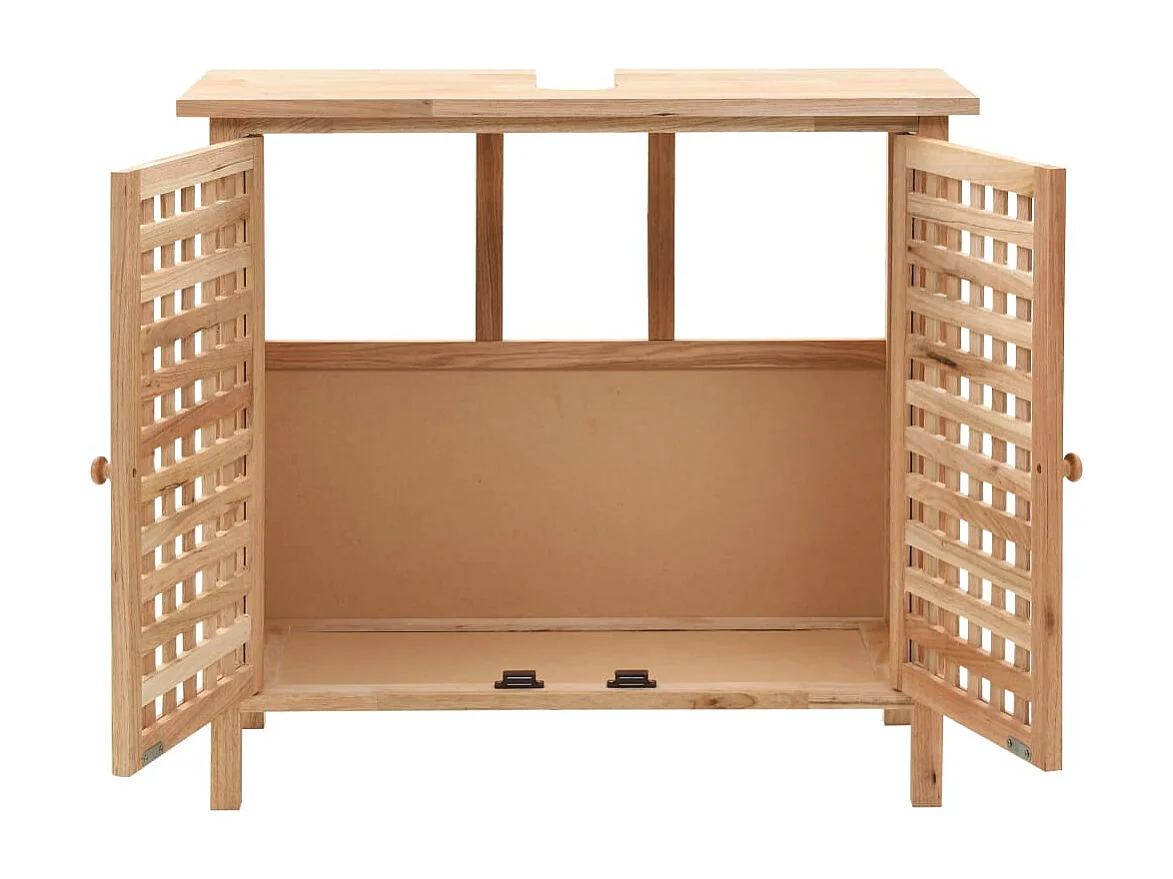 Mueble lavabo con espejo Madera maciza de nogal