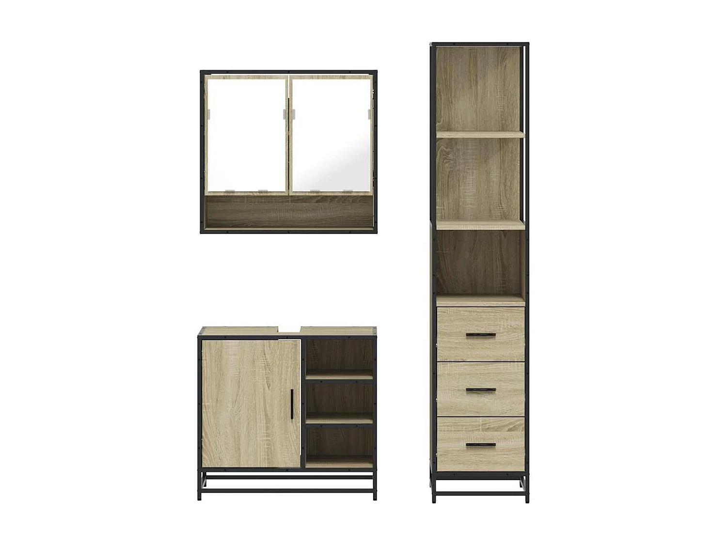 Ensemble de meubles de salle de bain 3 pcs chêne sonoma