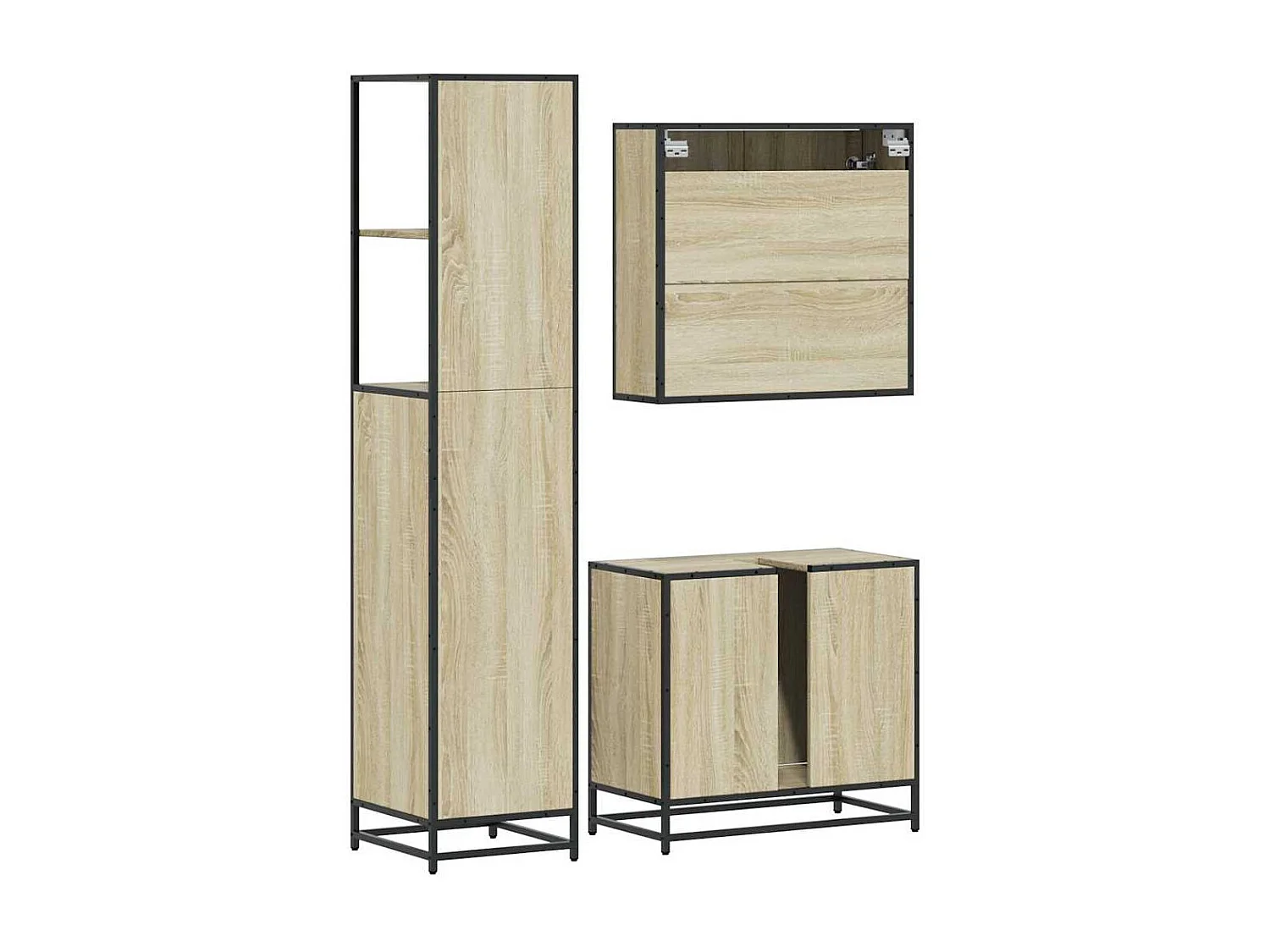 Ensemble de meubles de salle de bain 3 pcs chêne sonoma