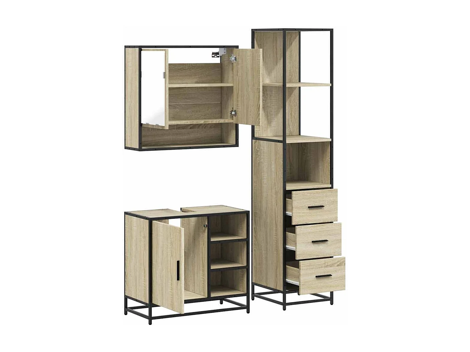 Ensemble de meubles de salle de bain 3 pcs chêne sonoma