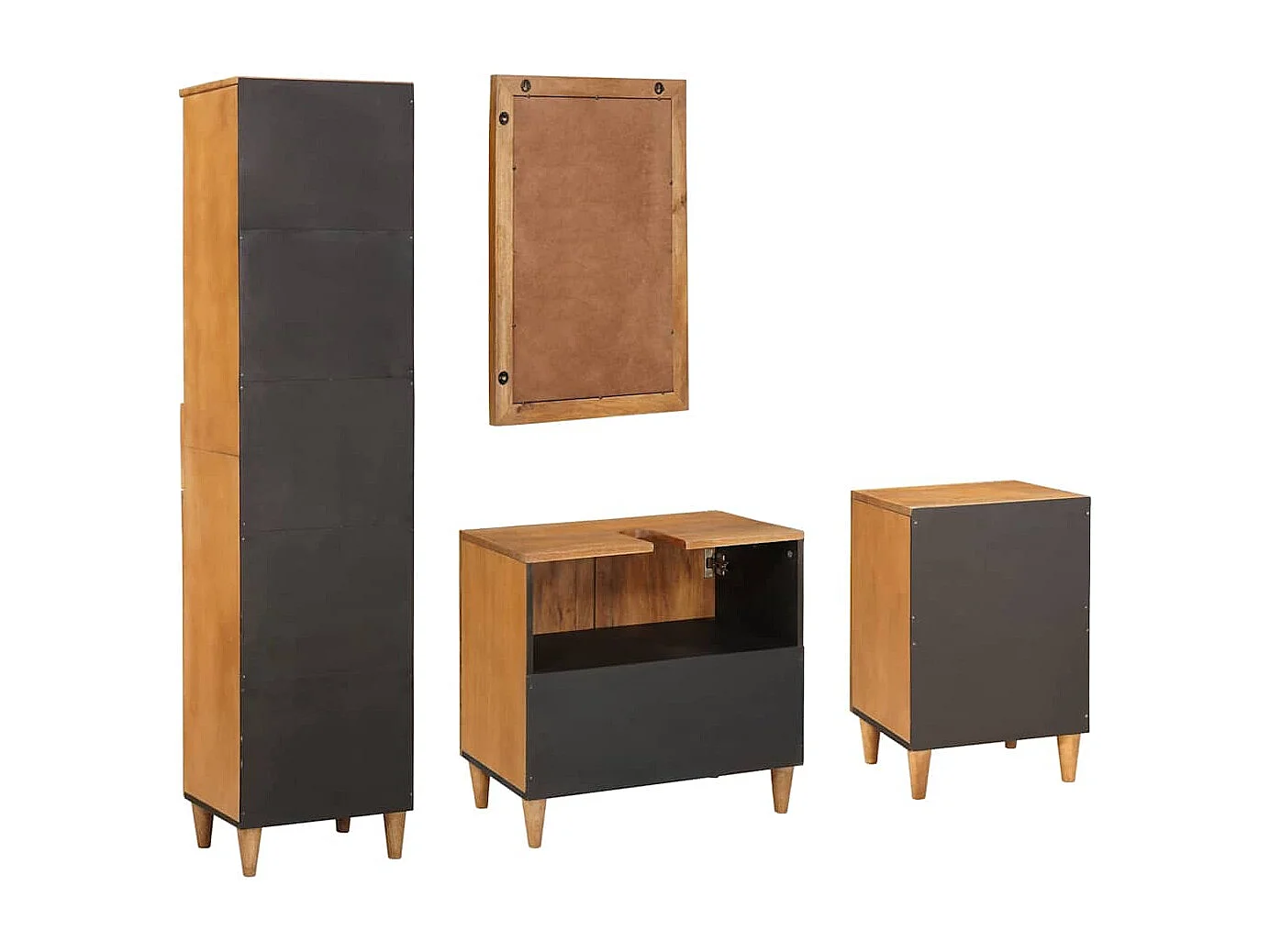 Ensemble de mobilier de salle de bain avec tiroir 4 pcs Marron