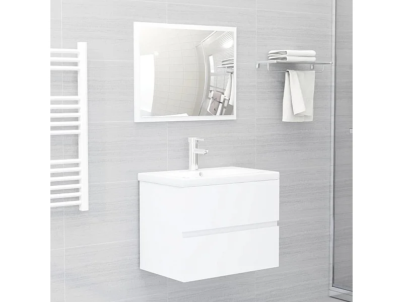 Conjunto de muebles de baño de madera de ingeniería blanca