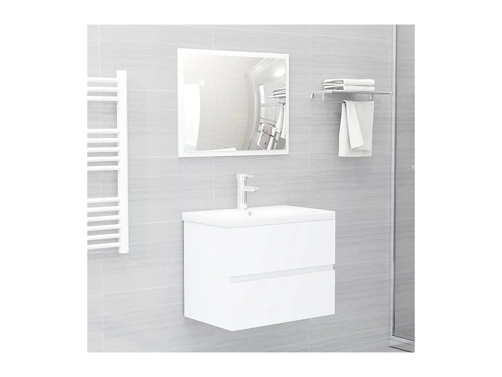 Ensemble de meubles de salle de bain blanc bois d'ingénierie