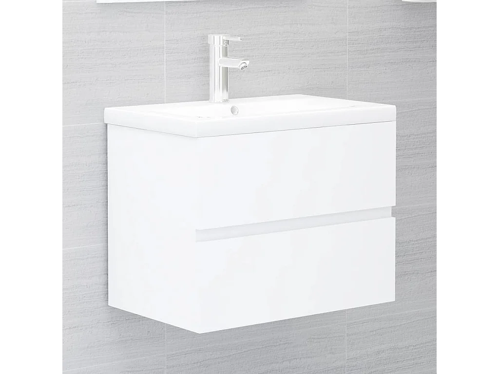 Ensemble de meubles de salle de bain blanc bois d'ingénierie