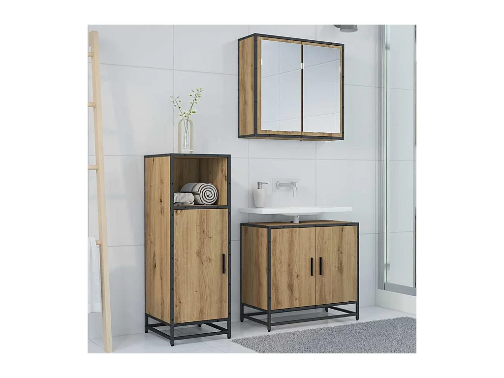 Mueble de baño de roble artesanal 35 x 37,5 x 100 cm