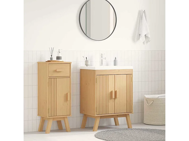 Meuble sous évier Marron 114 x 43 x 73.5 cm Bois de pin massif