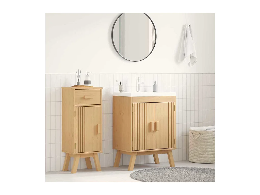 Meuble sous évier Marron 114 x 43 x 73.5 cm Bois de pin massif