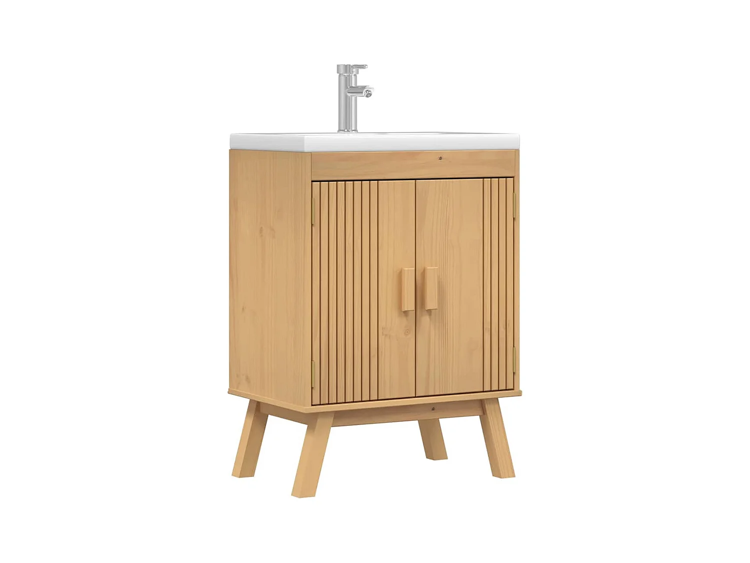 Meuble sous évier Marron 114 x 43 x 73.5 cm Bois de pin massif