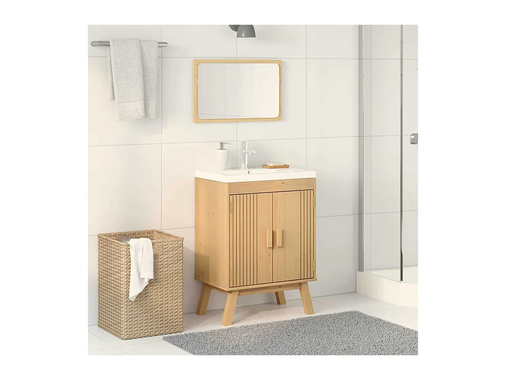 Meuble sous évier Marron 114 x 43 x 73.5 cm Bois de pin massif