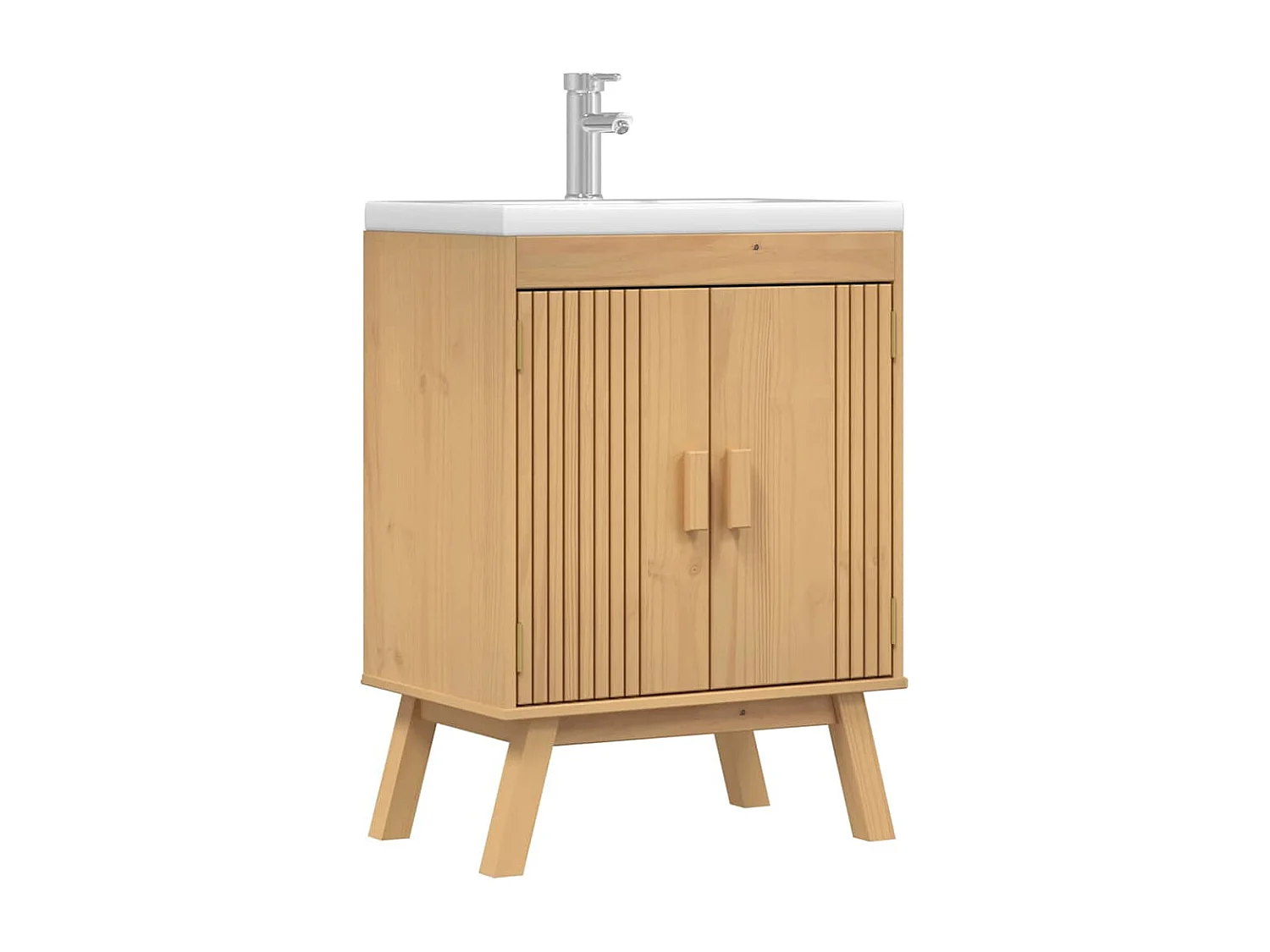 Meuble sous évier Marron 114 x 43 x 73.5 cm Bois de pin massif