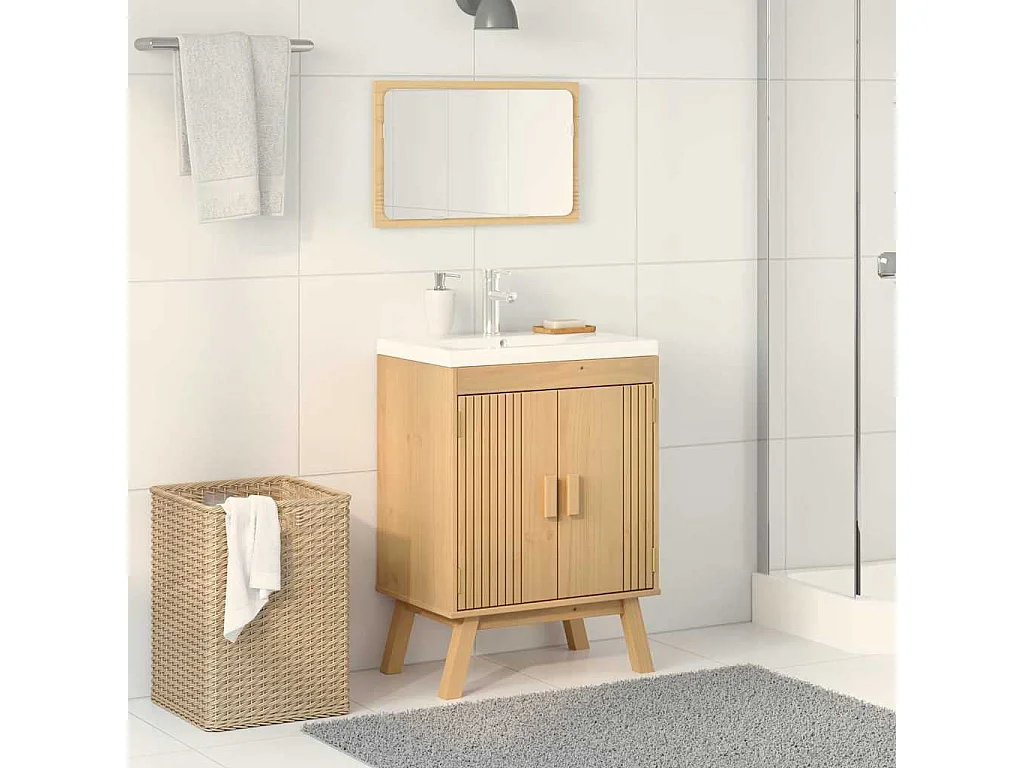 Meuble sous évier Marron 114 x 43 x 73.5 cm Bois de pin massif