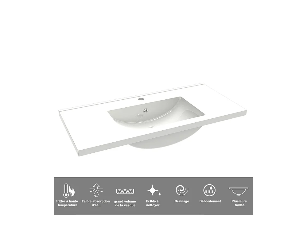 AICA Ensemble meuble Salle de Bain Chêne avec vasque L.100cm + Miroir LED 100x60cm