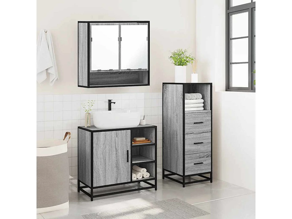 Set di mobili da bagno Sonoma Grey da 3 pezzi