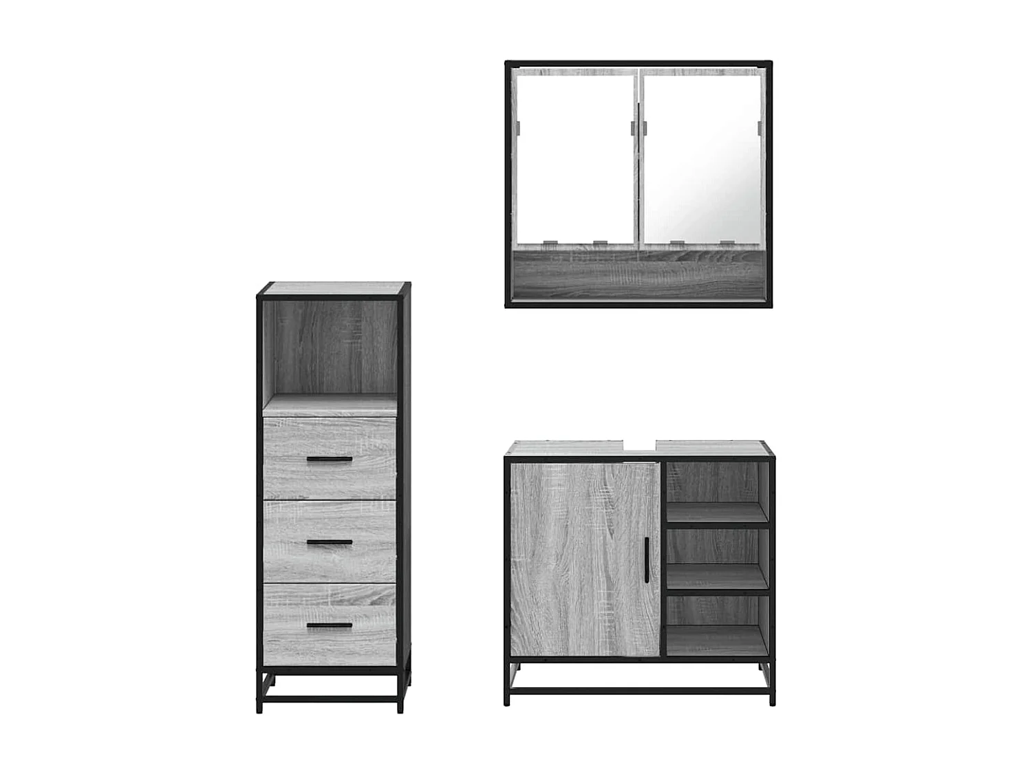 Set di mobili da bagno Sonoma Grey da 3 pezzi