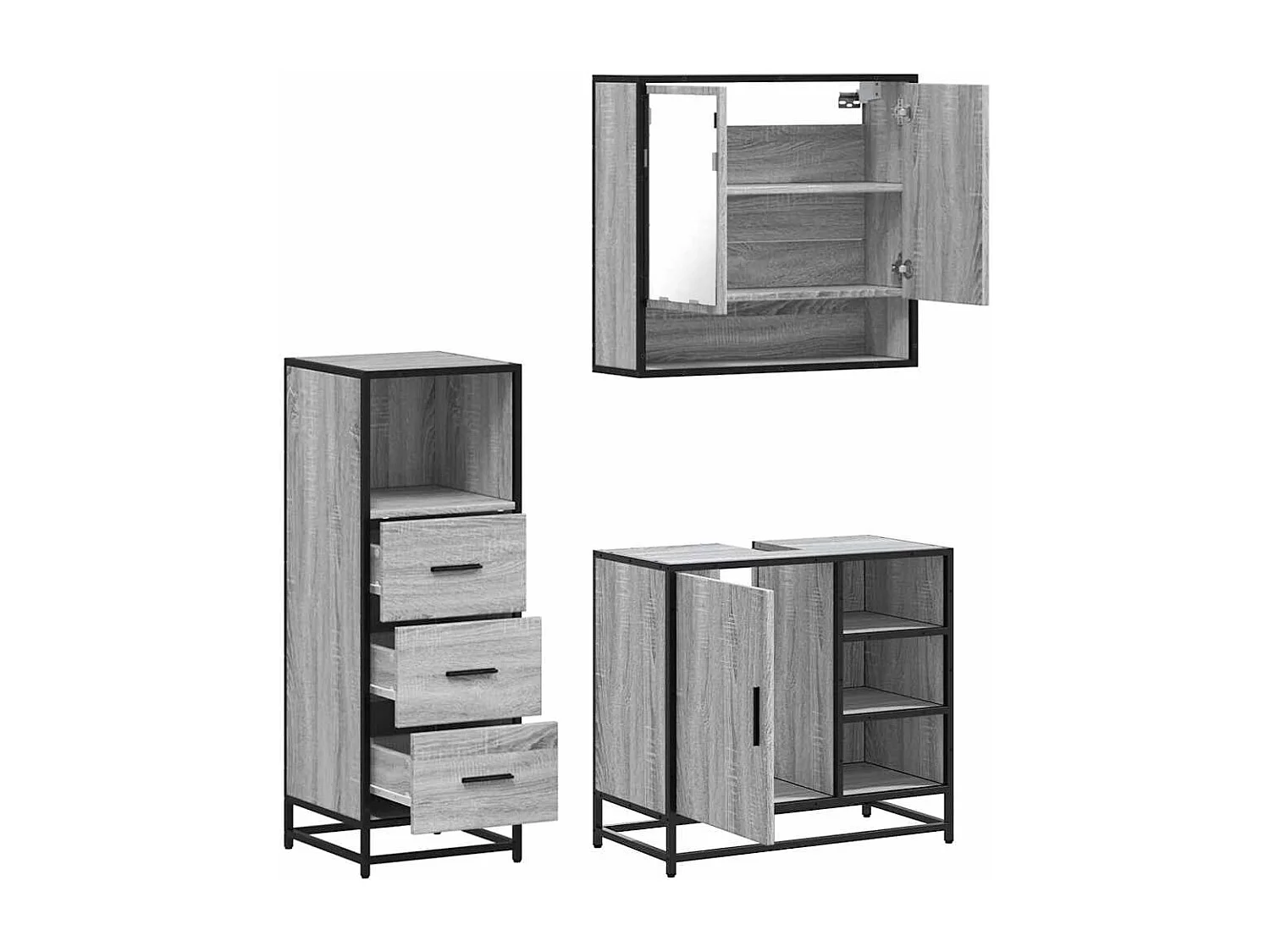 Set di mobili da bagno Sonoma Grey da 3 pezzi
