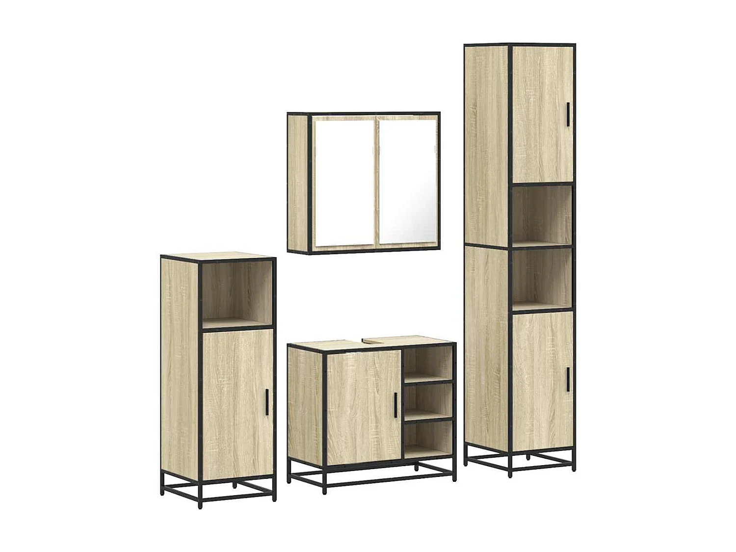 Ensemble de meubles de salle de bain 4 pcs chêne sonoma