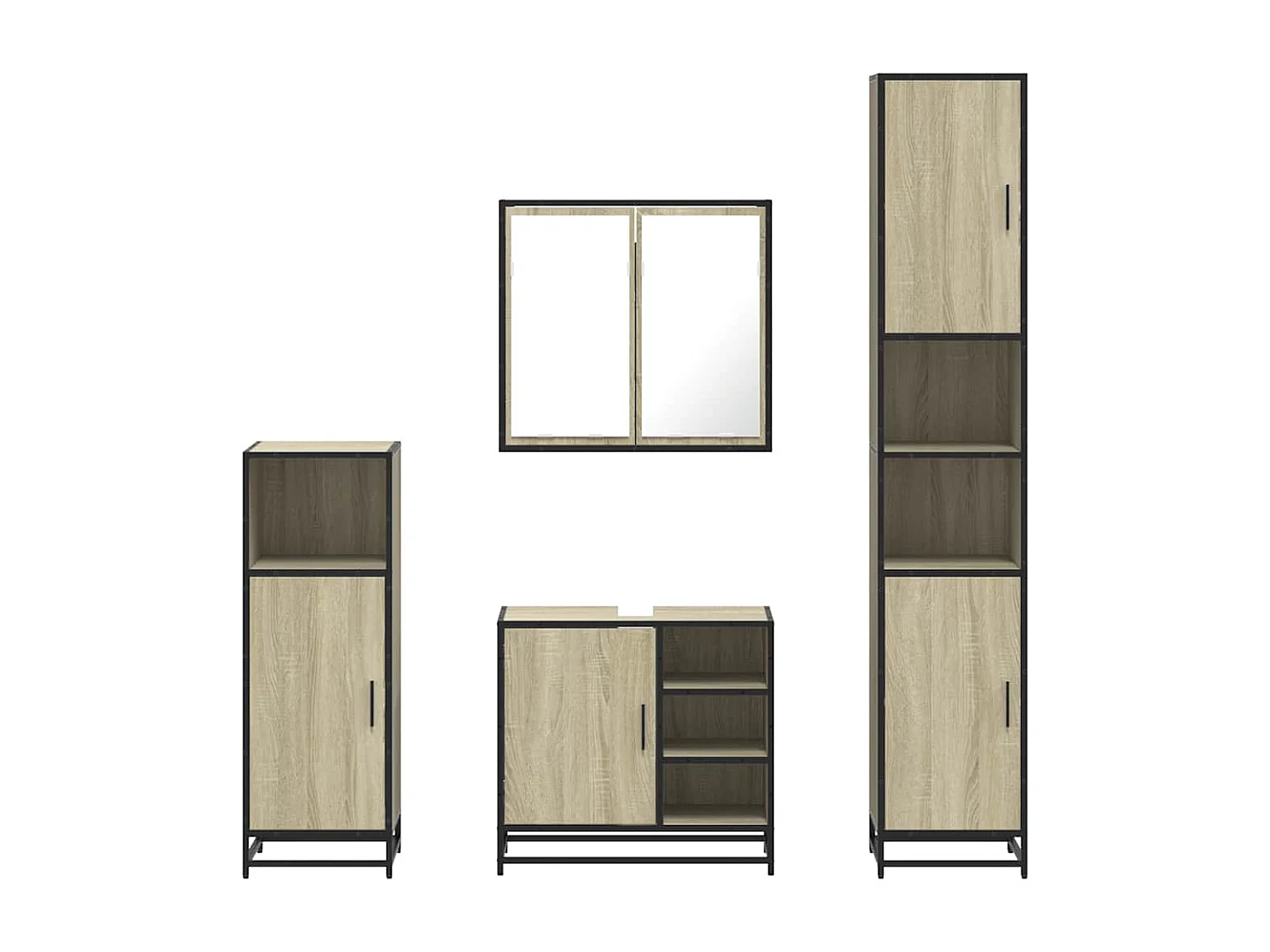 Ensemble de meubles de salle de bain 4 pcs chêne sonoma