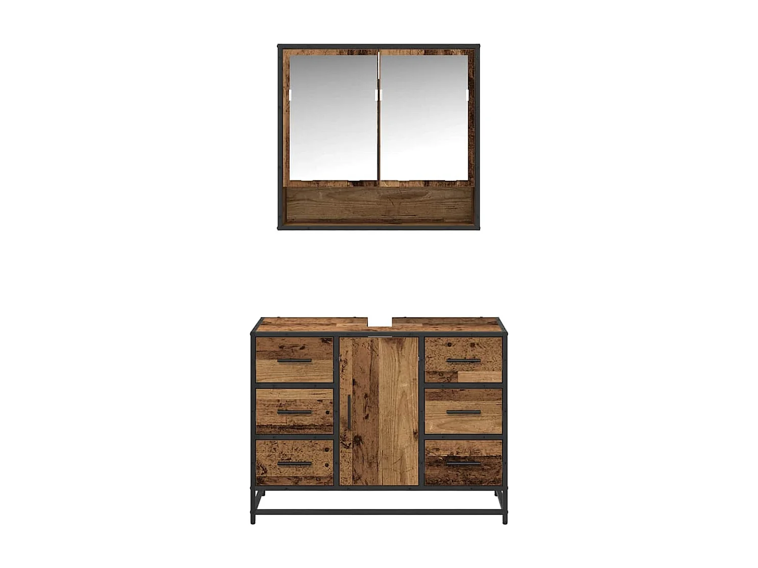 Ensemble de mobilier de salle de bain 2 pcs Bois ancien