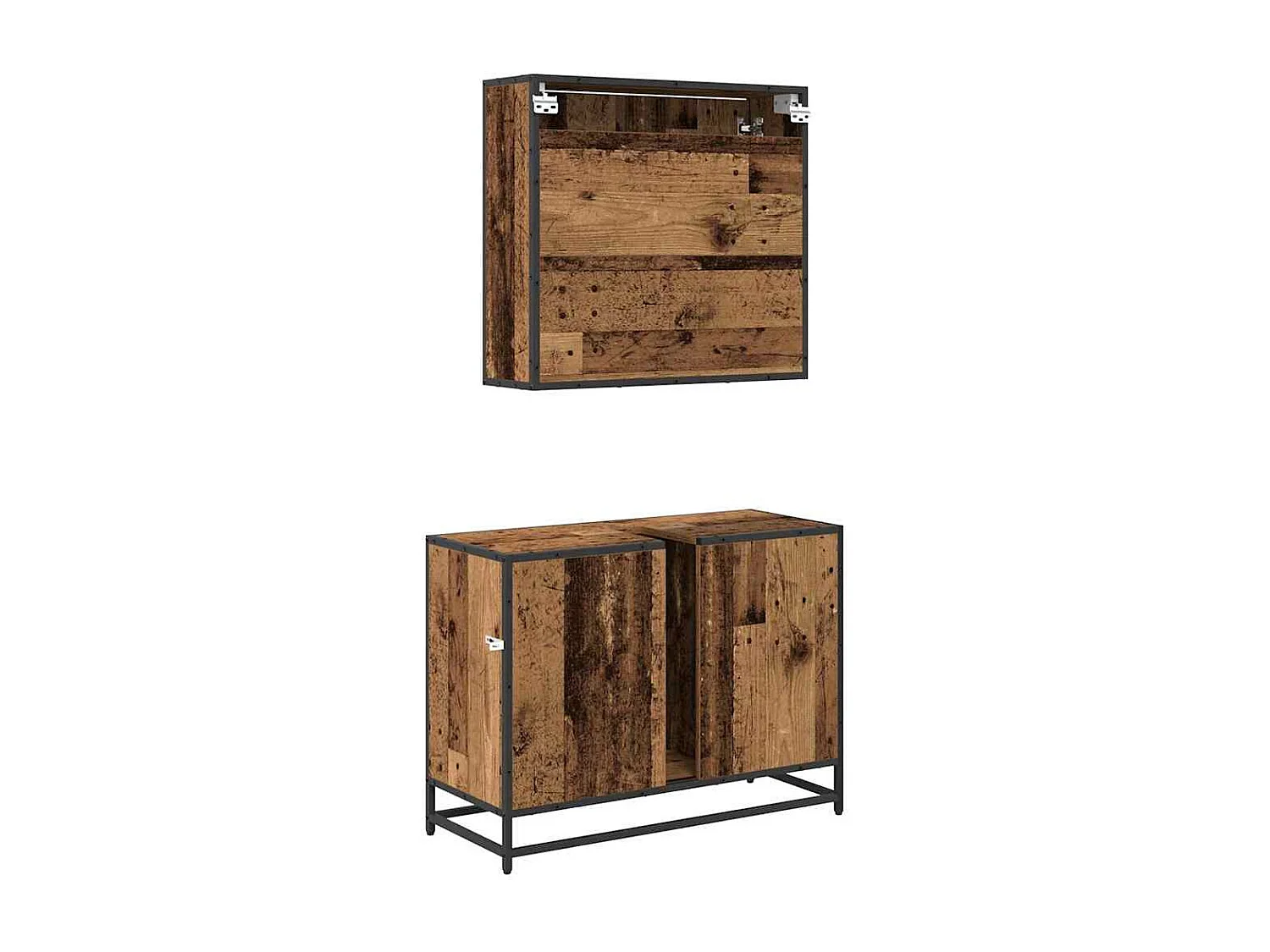 Ensemble de mobilier de salle de bain 2 pcs Bois ancien