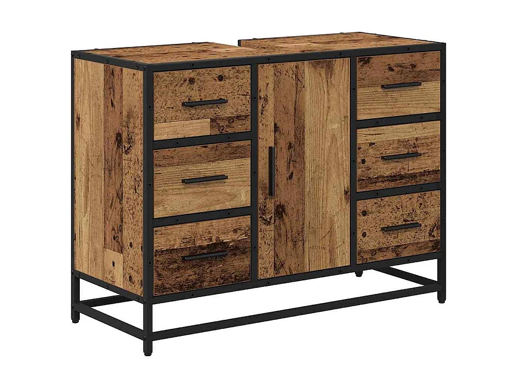 Conjunto de muebles de baño de 2 piezas en madera antigua