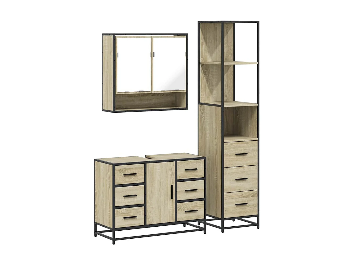 Ensemble de meubles de salle de bain 3 pcs chêne sonoma