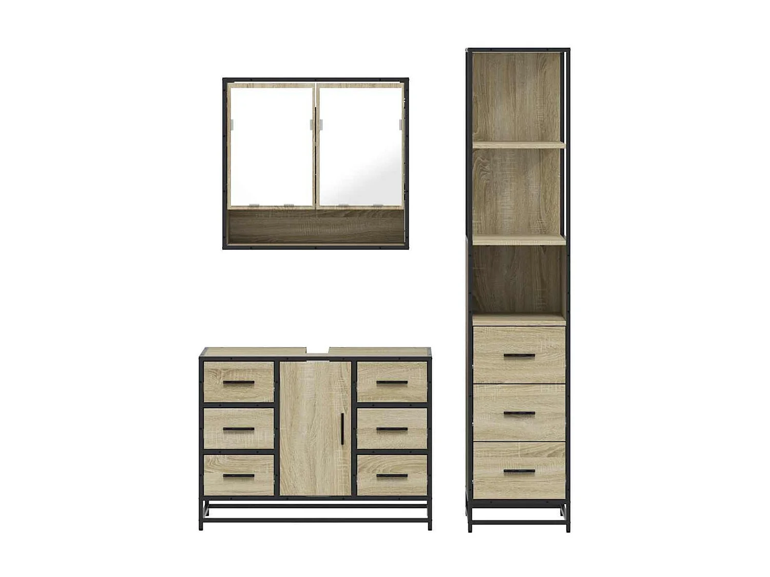 Ensemble de meubles de salle de bain 3 pcs chêne sonoma