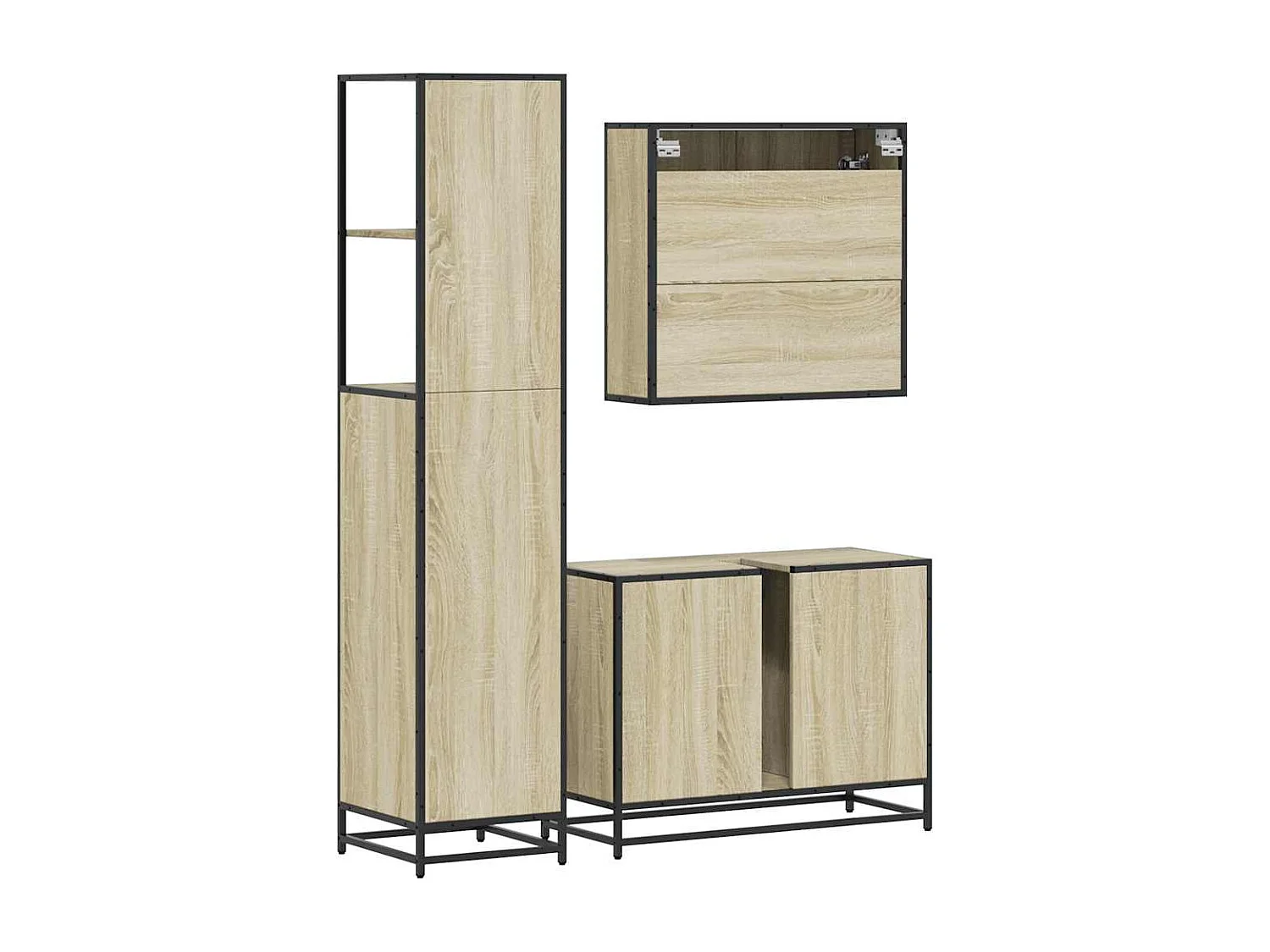 Ensemble de meubles de salle de bain 3 pcs chêne sonoma