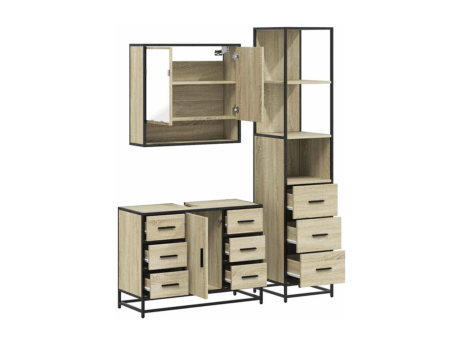 Ensemble de meubles de salle de bain 3 pcs chêne sonoma