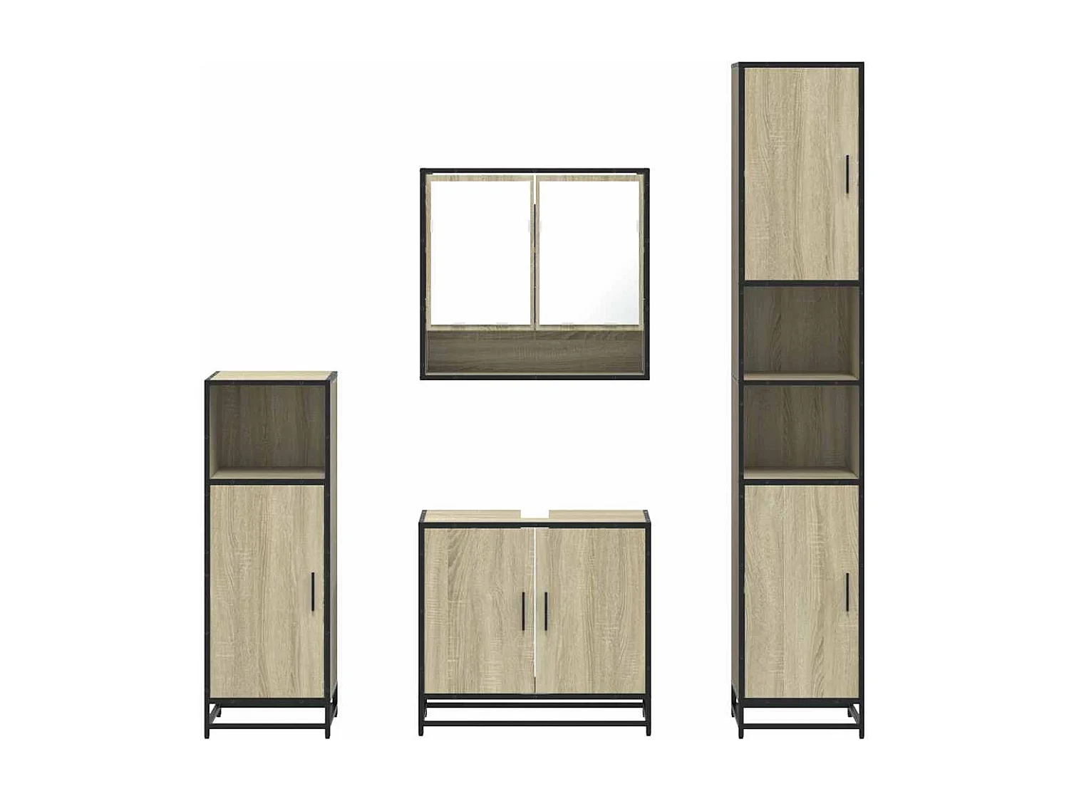 Ensemble de meubles de salle de bain 4 pcs chêne sonoma