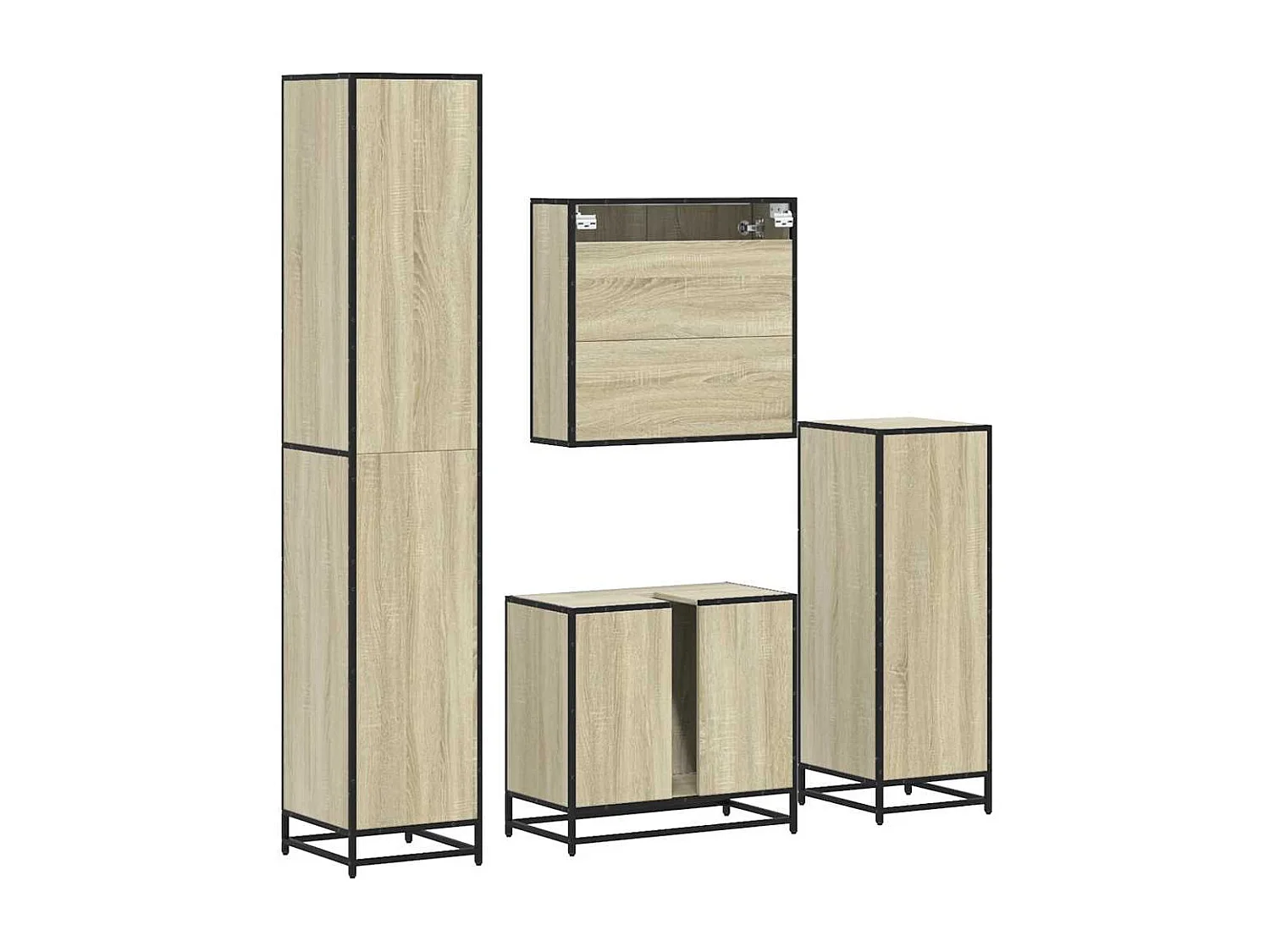 Ensemble de meubles de salle de bain 4 pcs chêne sonoma