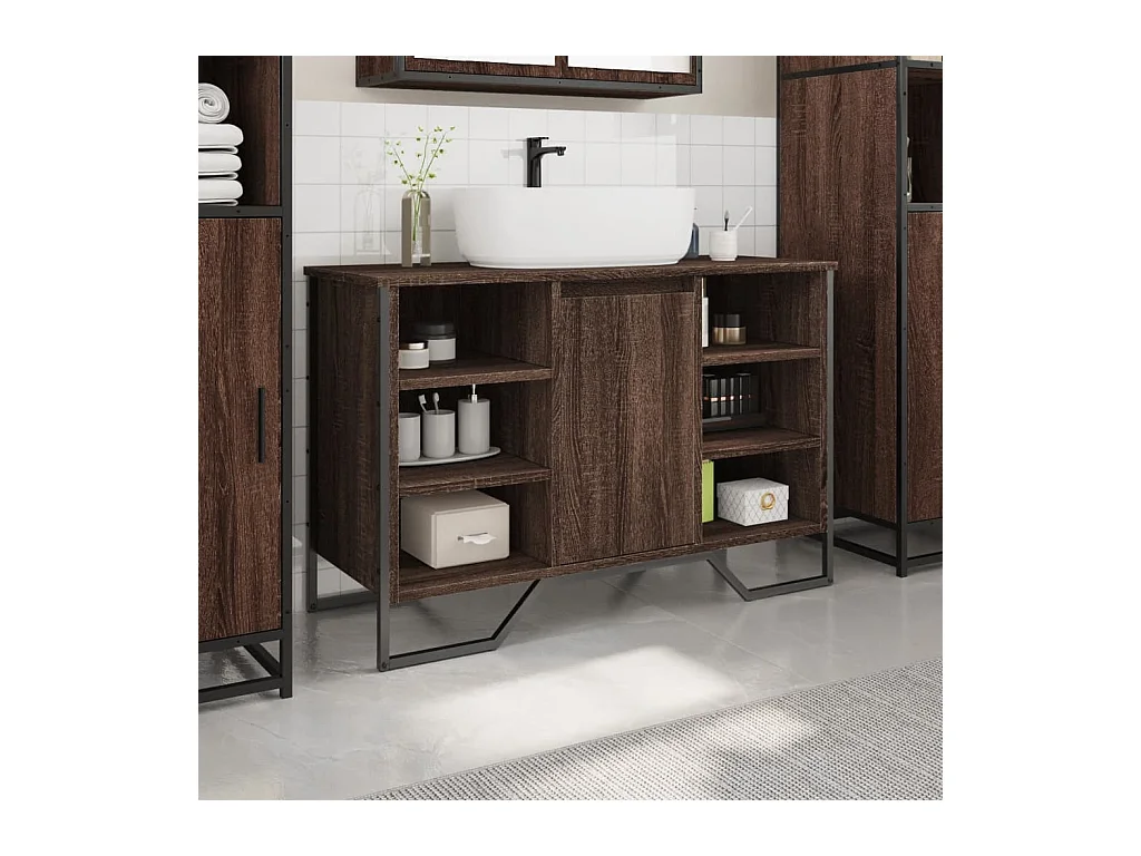 Badkamer wastafelkast bruin eiken 91x35x60 cm