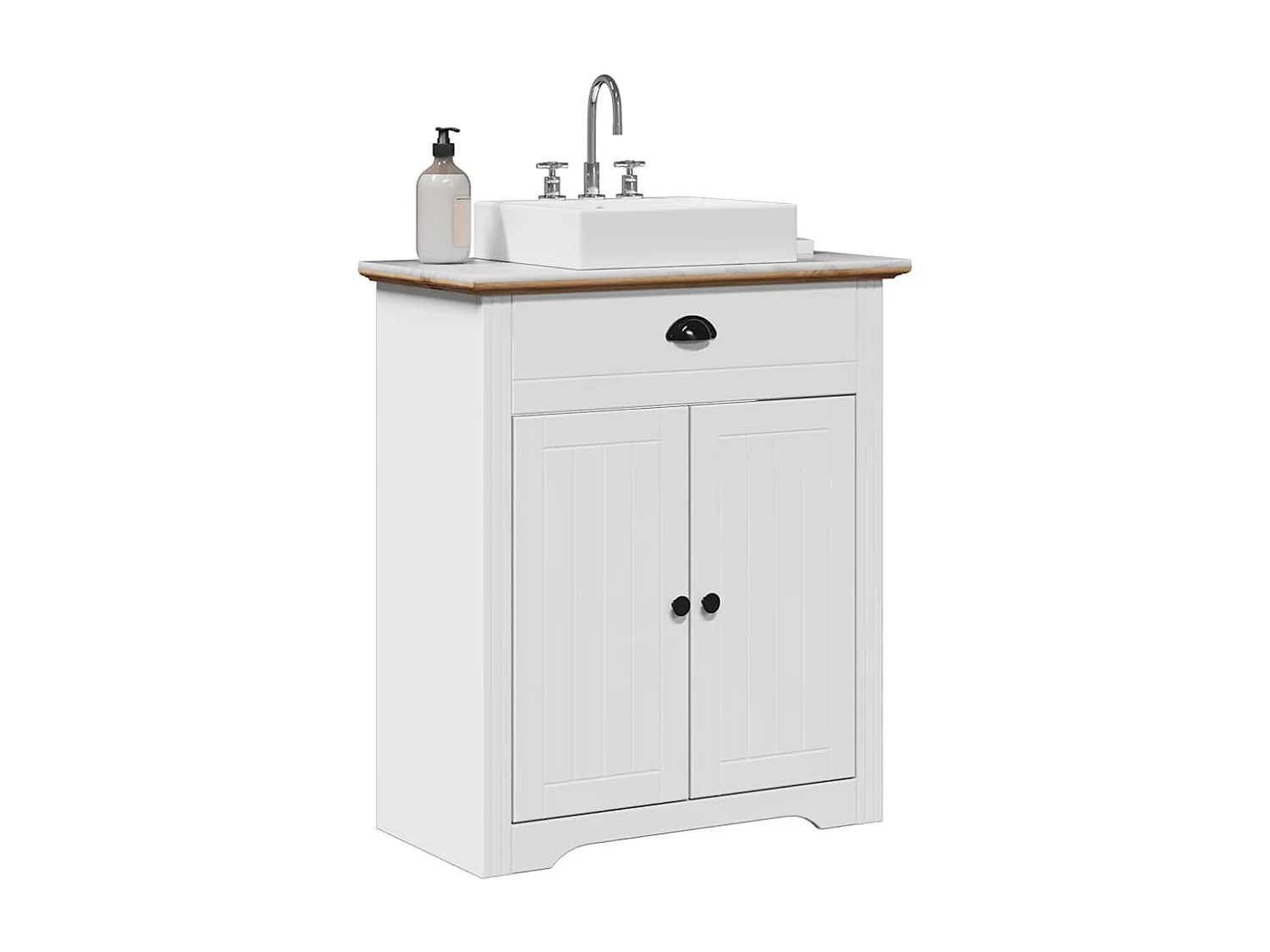 Armoire de lavabo de salle de bain BODO blanc marron 70x35x80cm