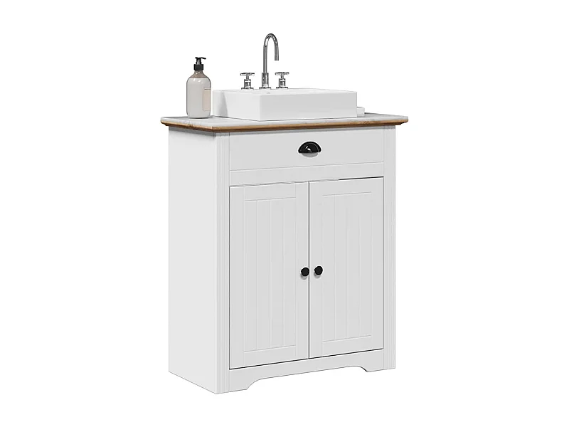 Armoire de lavabo de salle de bain BODO blanc marron 70x35x80cm