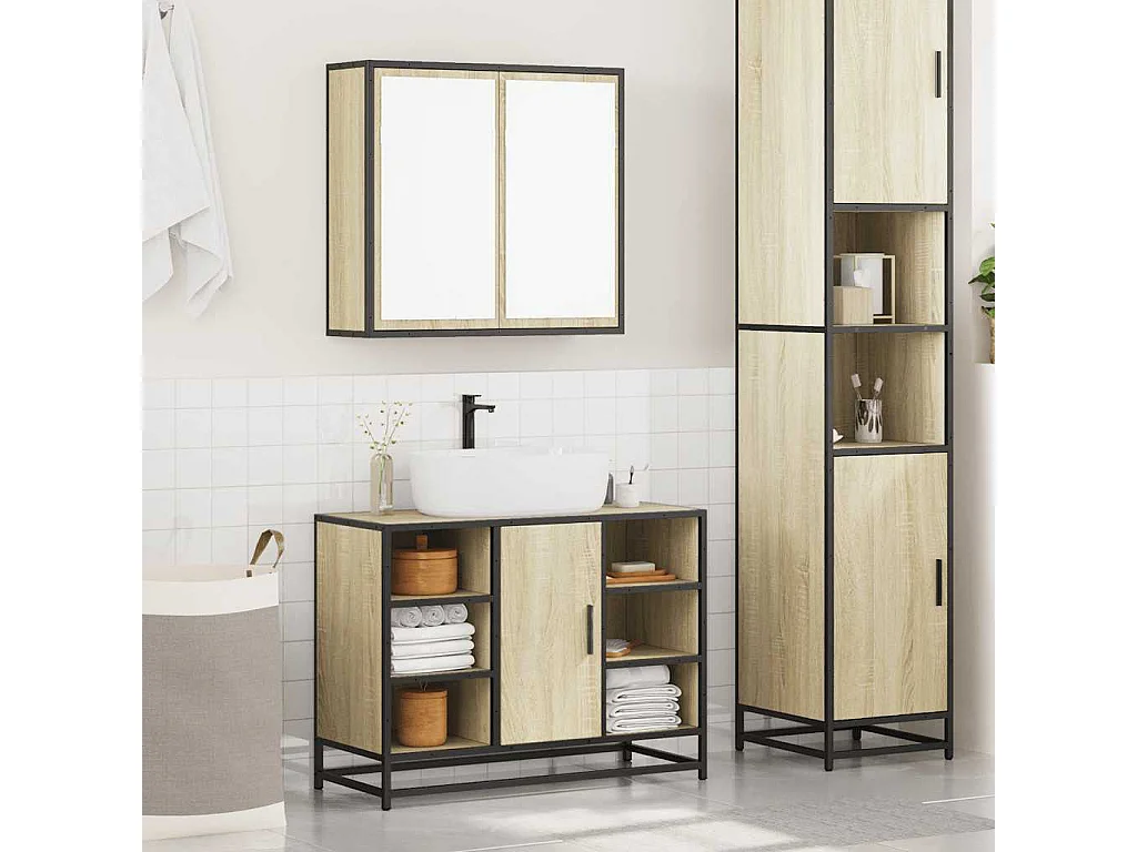 Ensemble de meubles de salle de bain 2 pcs chêne sonoma