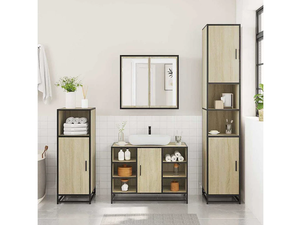 Ensemble de meubles de salle de bain 2 pcs chêne sonoma