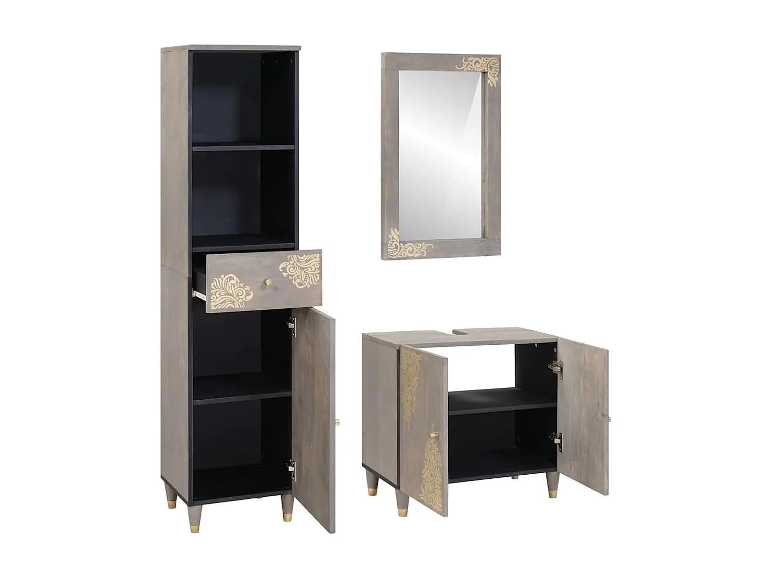 Badkamermeubelset met lade 3-delig Grijs