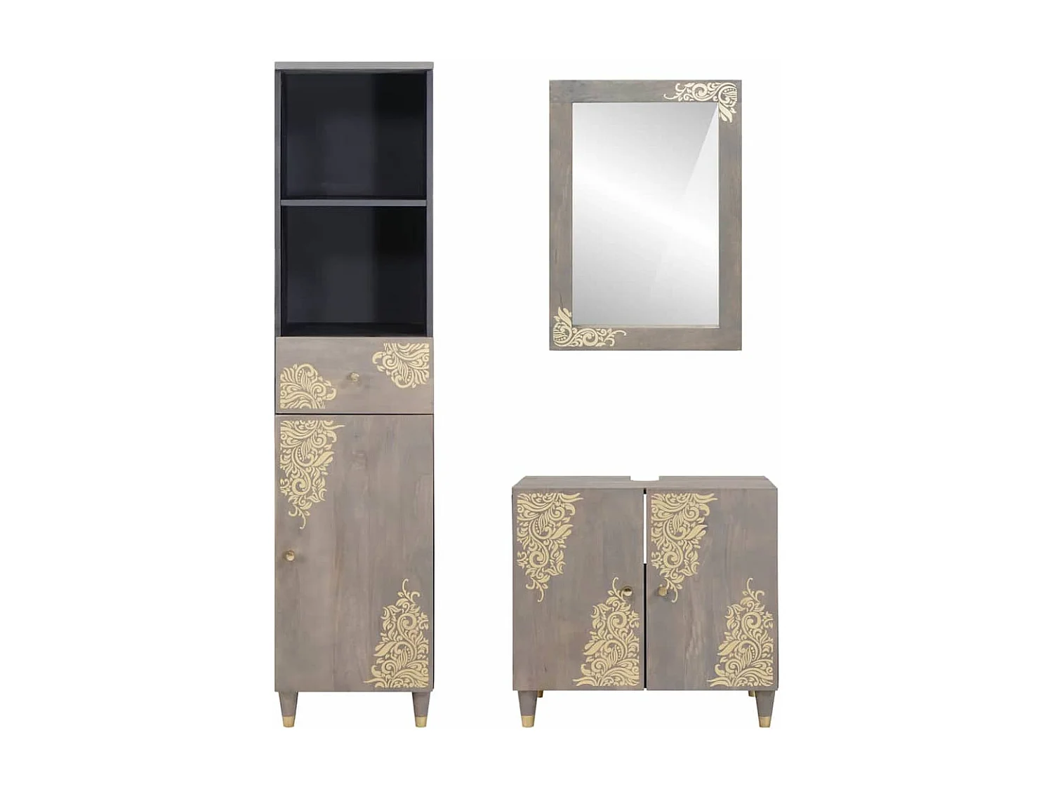 Badkamermeubelset met lade 3-delig Grijs