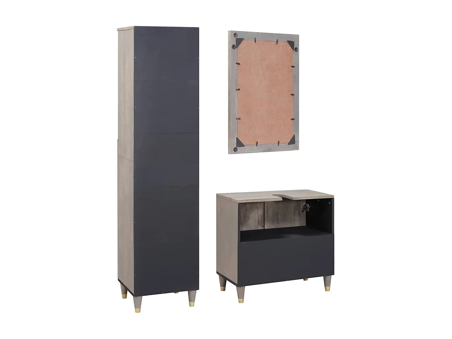 Badkamermeubelset met lade 3-delig Grijs