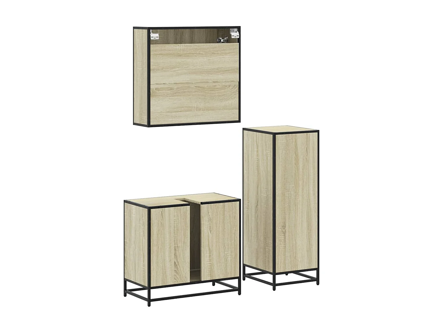 Set di mobili da bagno 3 pezzi in rovere Sonoma